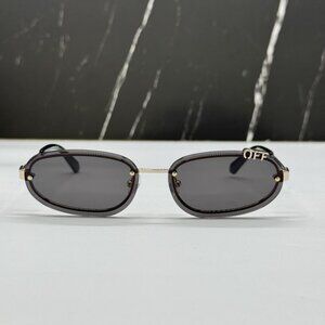 NEW OFF-WHITE OERI13M MIAMI 7607 SUNGLASSES UNISEX BLACK OVAL EYEWEAR
